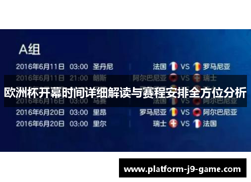 欧洲杯开幕时间详细解读与赛程安排全方位分析